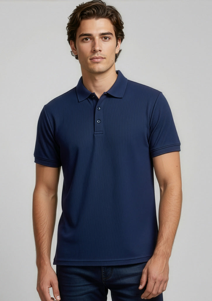 BIZ COLLECTION Mens Micro Waffle Short Sleeve Polo P3300