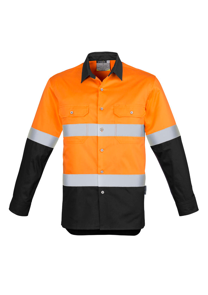 SYZMIK Mens Industrial Long Sleeve Shirt - Hoop Taped ZW123
