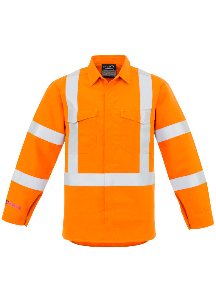 SYZMIK Mens Red Flame Hi Vis X Back Shirt ZW137