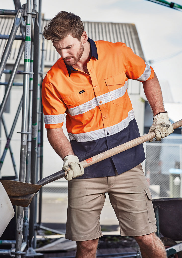 SYZMIK Mens Rugged Cooling Hi Vis Taped Short Sleeve Shirt ZW835